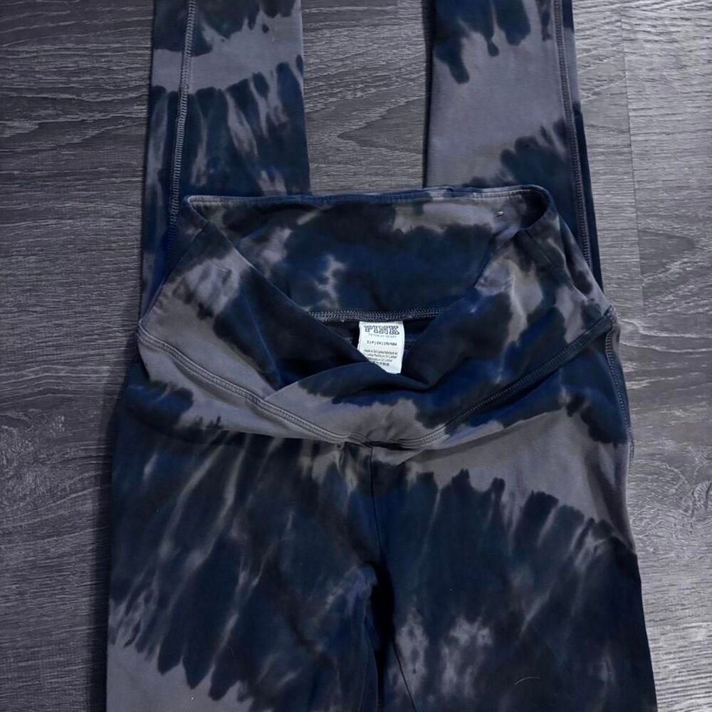 PINK Tie-Dye Leggings Black & Grey Size Small